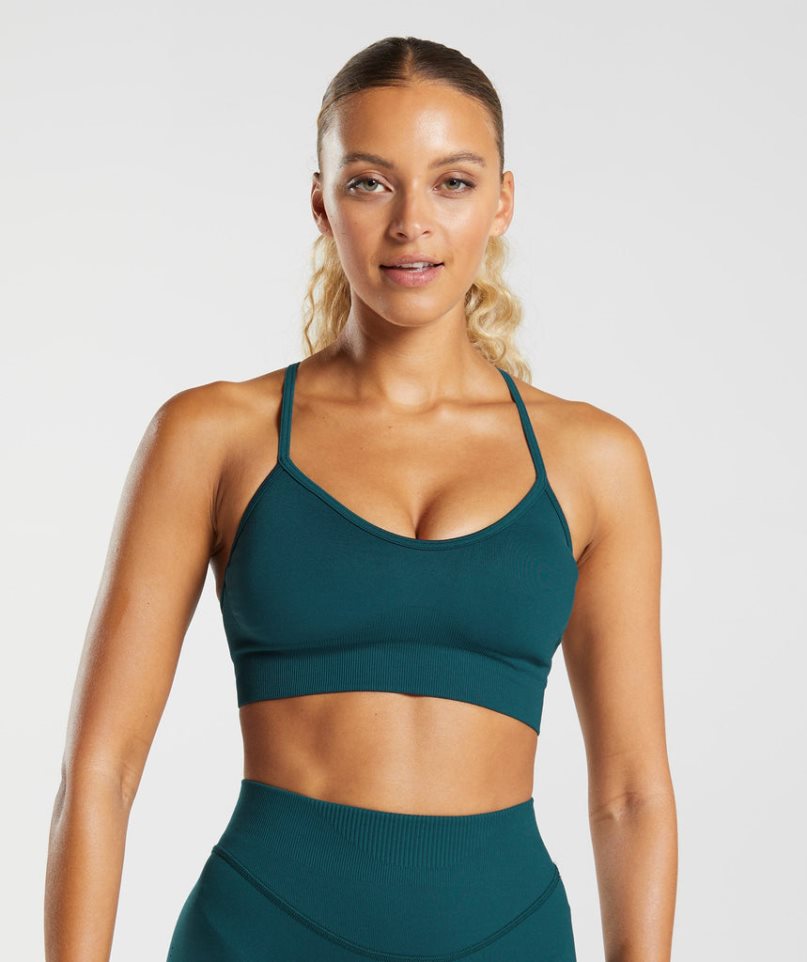 Women\'s Gymshark Sweat Seamless Sports Bra Turquoise | CA 8105DN